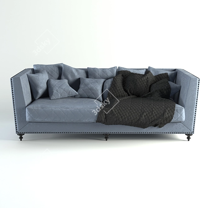 Classic Capitone Sofa: Custom-made, Real Model, with Cover 3D model image 1