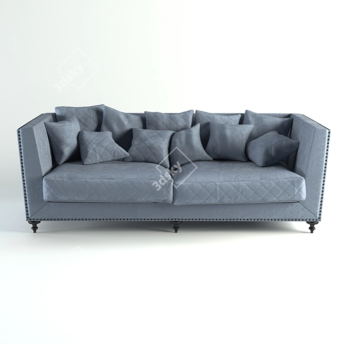 Classic Capitone Sofa: Custom-made, Real Model, with Cover 3D model image 2