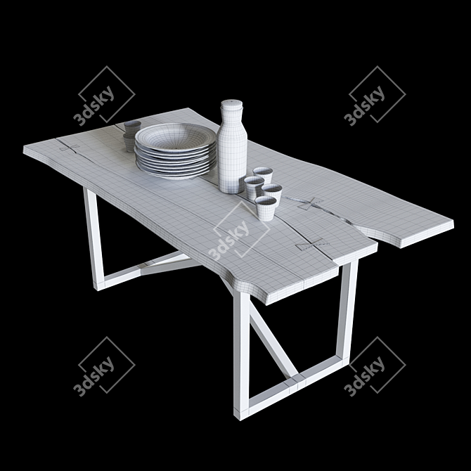 Rustic Industrial Desk 3D model image 3