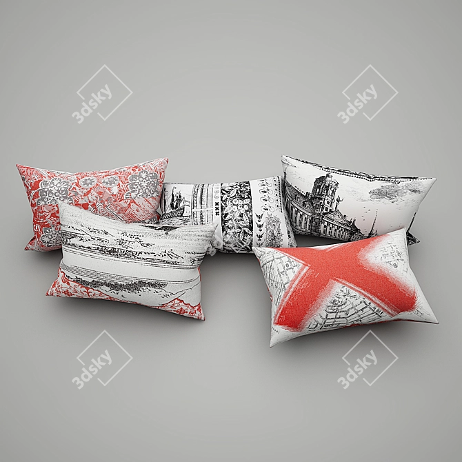 Heritage & Oil Pillows: Timeless Elegance 3D model image 1