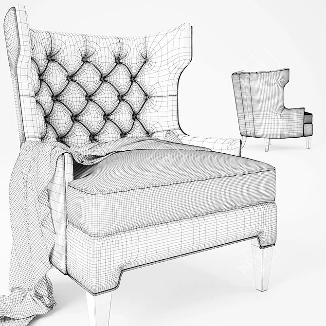 Elegant Helena Tufted Chair 3D model image 2