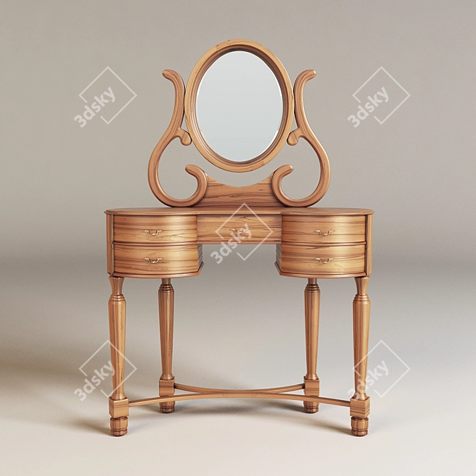 Elegant Wooden Dining Table 3D model image 1