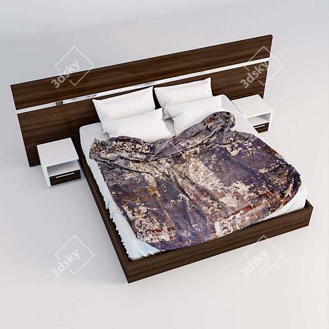 Elegant Bed Set 3D model image 2