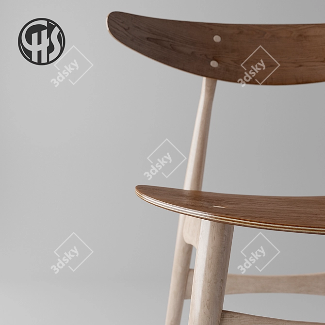 Title: Retro-Modern CH33 Chair 3D model image 2