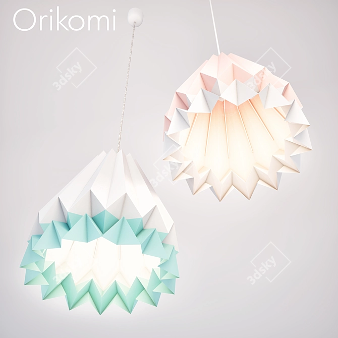 Title: Elegant Orikomi Paper Origami Pendant 3D model image 2