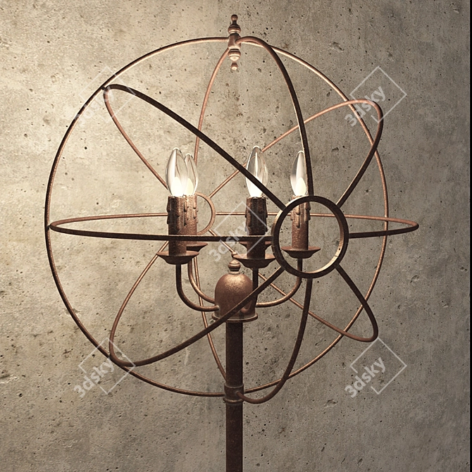 Elegant Iron Orb Floor Lamp 3D model image 1