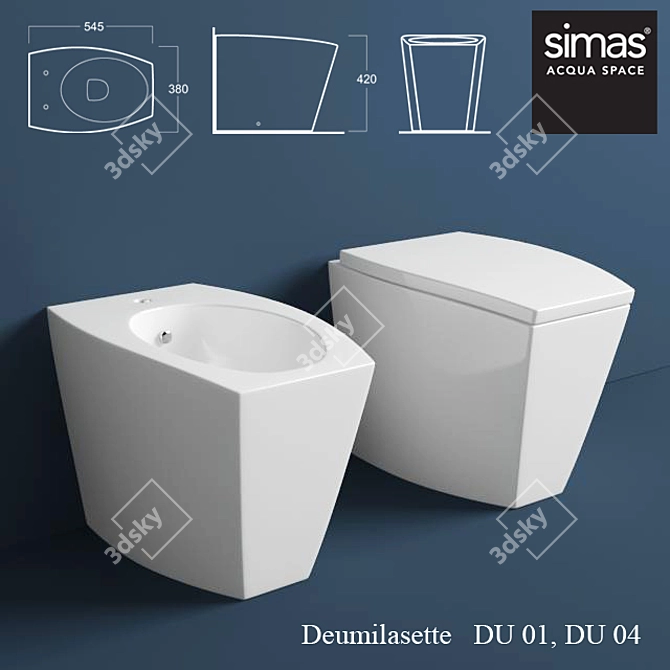 Modern Simas Duemilasette Toilet and Bidet 3D model image 1