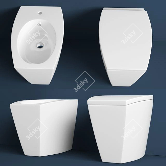 Modern Simas Duemilasette Toilet and Bidet 3D model image 2