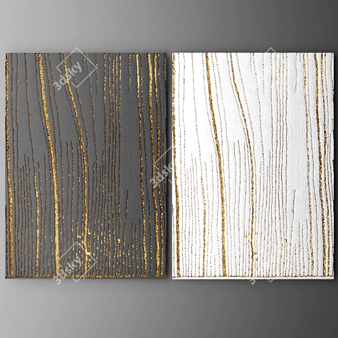 Title: Artisanal Wood Carved Wall Panel 3D model image 1