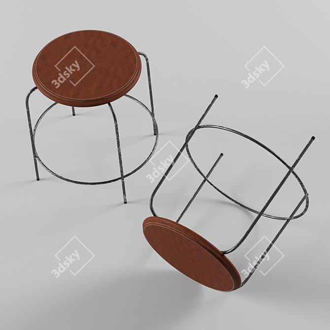 Sleek Backless Stool: Modern Loft Design 3D model image 3