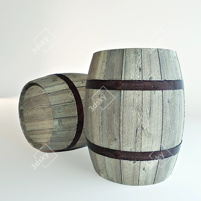 Vintage Oak Barrel 3D model image 1