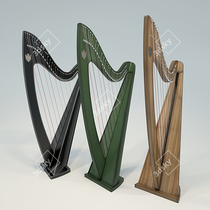 Celtic Melody Irish Harp 3D model image 1