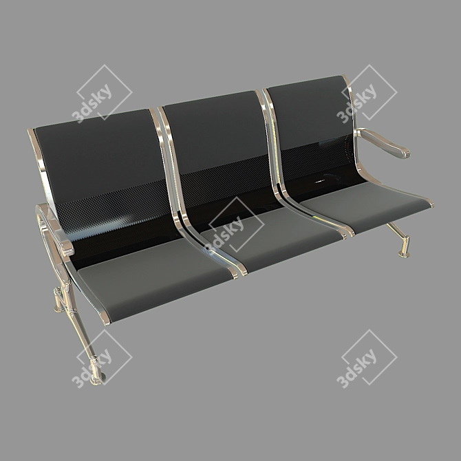 Waiting Room Triple Seater 3D model image 1
