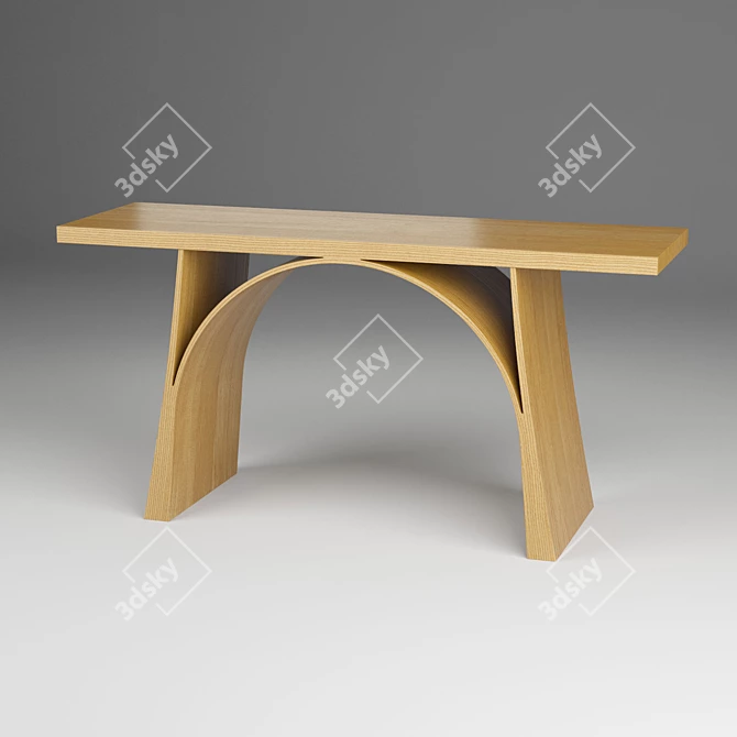 Urban Forest Wood Bench: One-Piece Art by Mike 3D model image 1