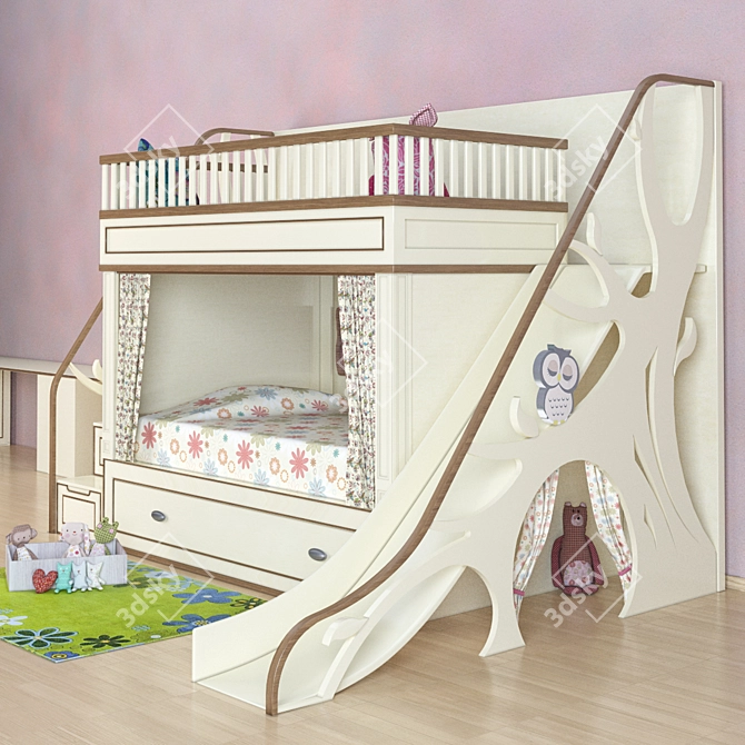 Baby Bed Slide & Drawer Combo 3D model image 2