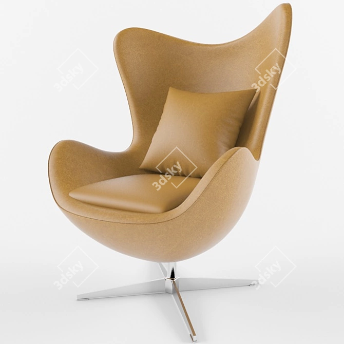 Maroon Faux Leather Egg Chair 3D model image 1