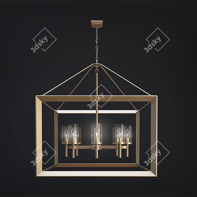 Sleek White Gold Chandelier 3D model image 2