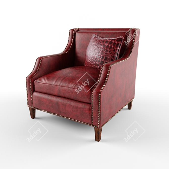 Elegant Red Leather Chair 3D model image 1