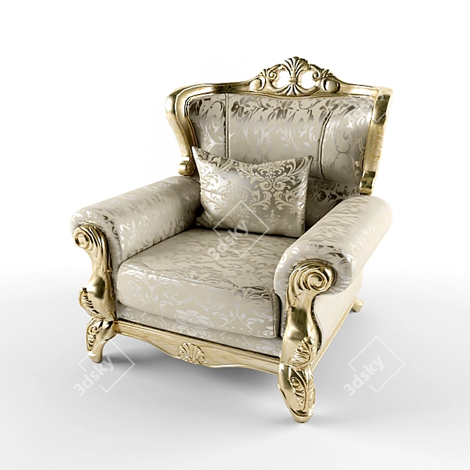 Classic Baroque Armchair Silik 3D model image 1