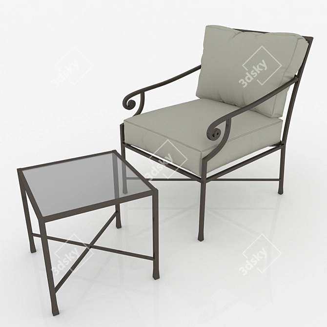 Versatile Table and Armchair Set 3D model image 1