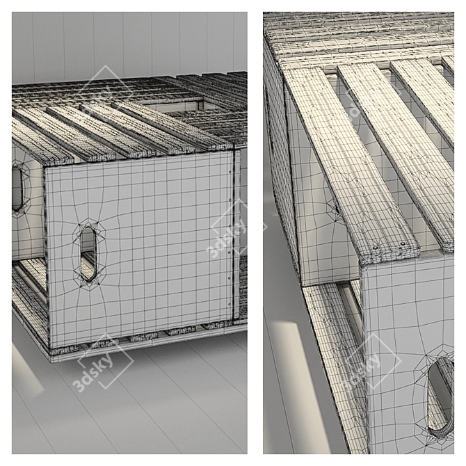 Rustic Wooden Box Coffee Table 3D model image 3