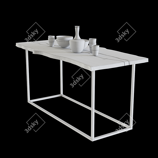 Industrial Loft Dining Table 3D model image 3