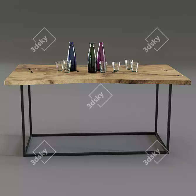 Industrial Loft Dining Table 3D model image 2