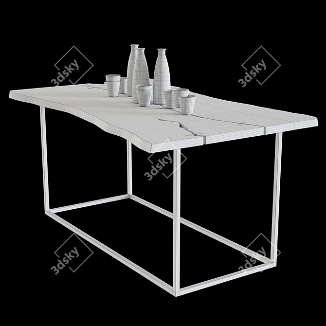 Industrial Loft Dining Table 3D model image 3