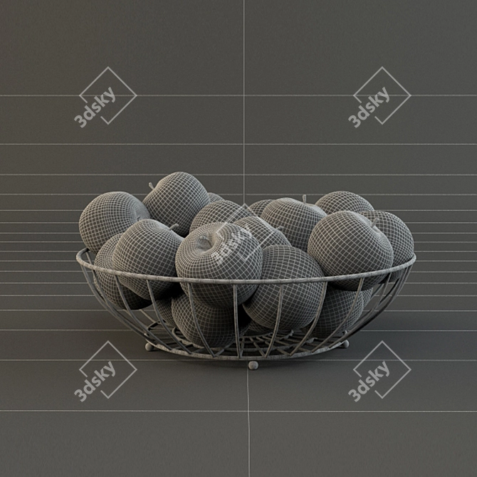 Natural Apple Fruit Bowl 3D model image 2