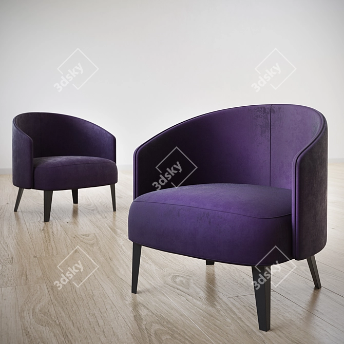 Plush Velvet Chair 3D model image 2