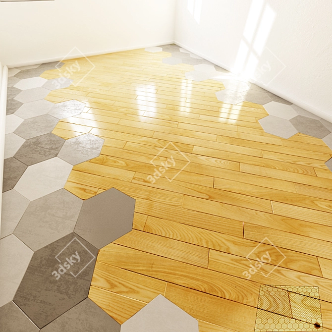 Elegant Oak Wood Flooring 3D model image 1