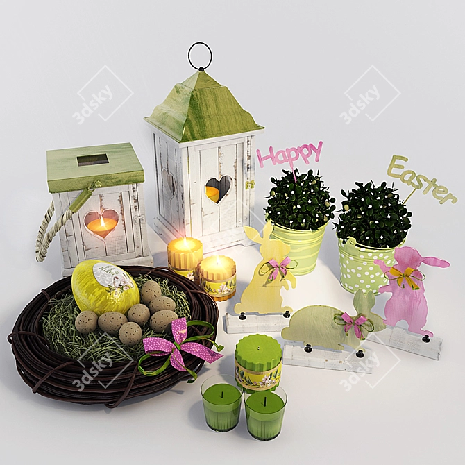 Title: Easter Happy Set: Vibrant Spring Décor 3D model image 1