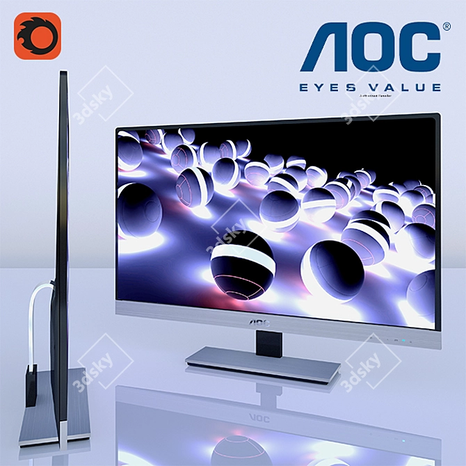 AOC D2757PH: Full HD Monitor with MHL 3D model image 1