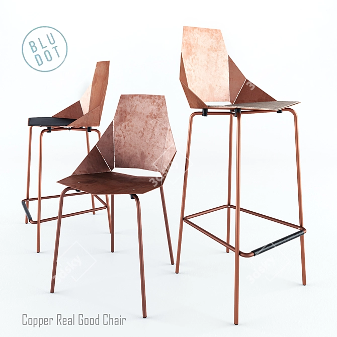 Copper Foldable Chair: Contemporary, Dynamic, and Comfortable 3D model image 1