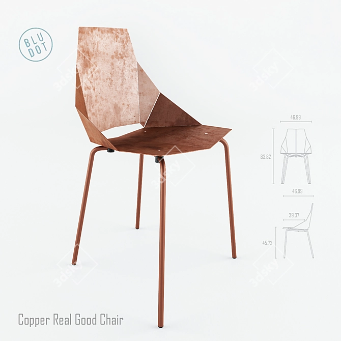 Copper Foldable Chair: Contemporary, Dynamic, and Comfortable 3D model image 2