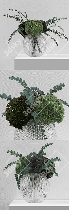 Fresh and Vibrant Green Hydrangeas in Bubble Vase 3D model image 1