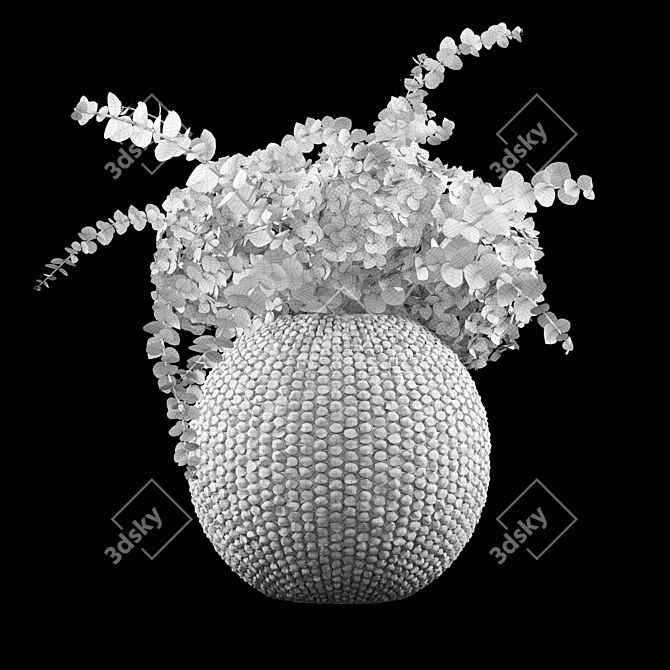 Fresh and Vibrant Green Hydrangeas in Bubble Vase 3D model image 2