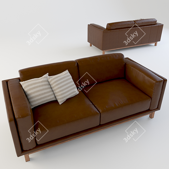 Elegant Dekalb Leather Sofa 3D model image 1