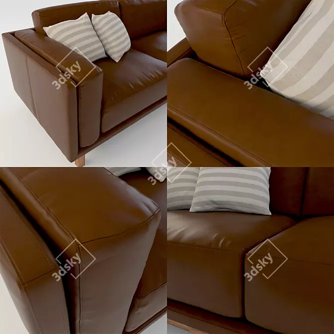 Elegant Dekalb Leather Sofa 3D model image 3