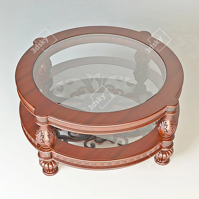 Elegant Glass and Wood Coffee Table 3D model image 2