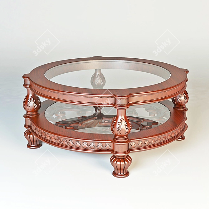 Elegant Glass and Wood Coffee Table 3D model image 3