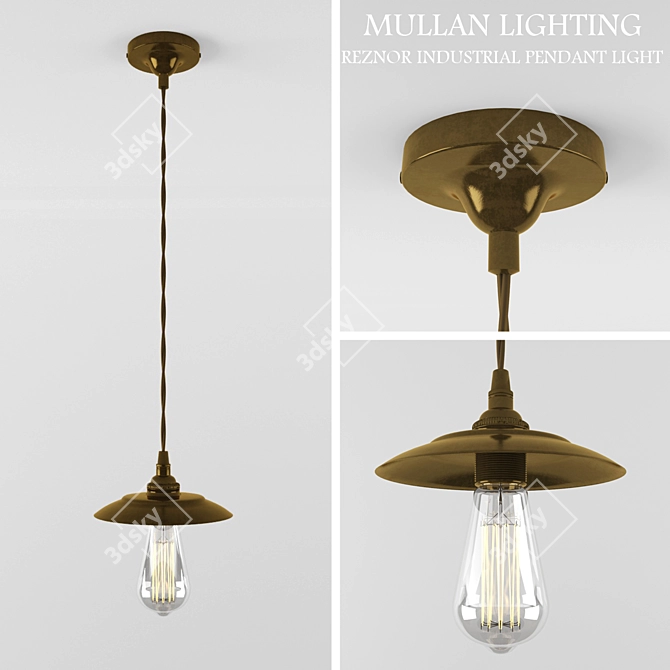 Vintage Industrial Pendant Light 3D model image 1