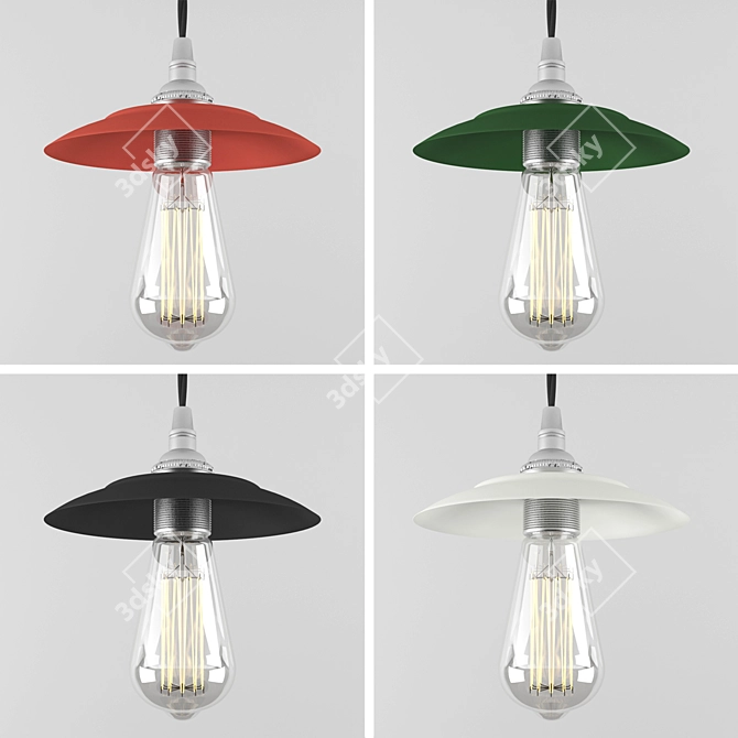 Vintage Industrial Pendant Light 3D model image 2