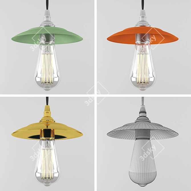 Vintage Industrial Pendant Light 3D model image 3