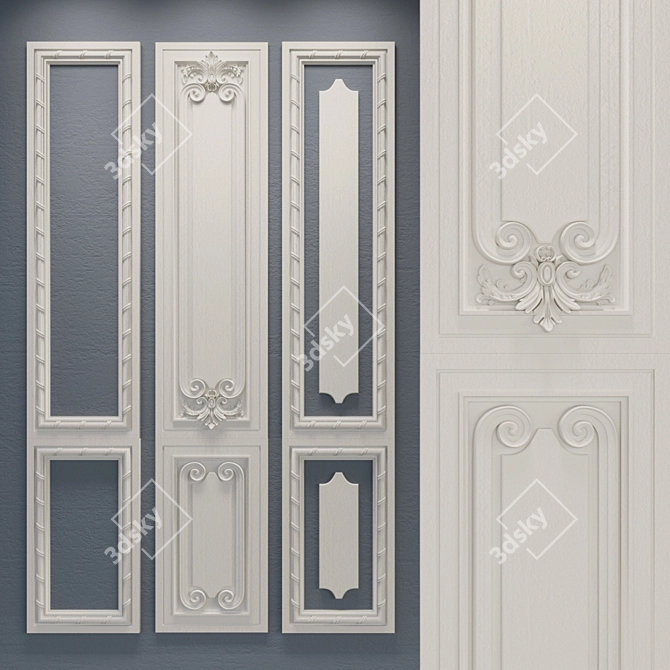 Elegant CNC Carved Cornice 3D model image 1