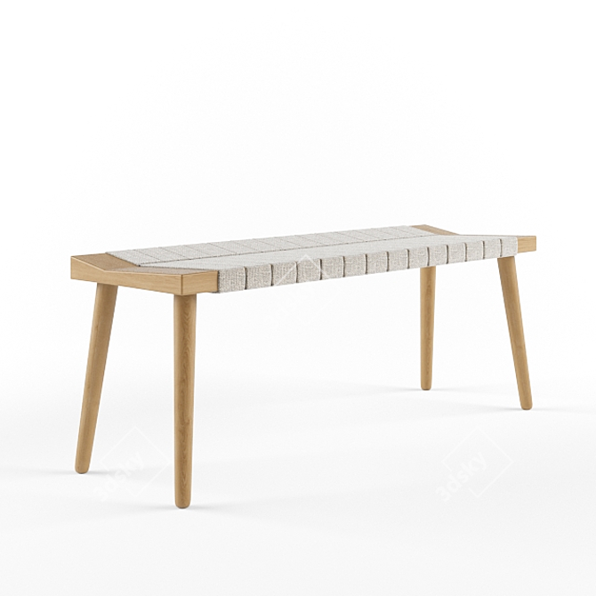 Nordic Wood Bench 3D model image 1