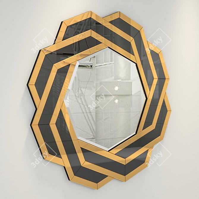 Elegant Amber Glass Mirror 3D model image 1