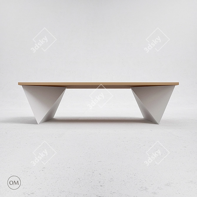 Rustic Oak Coffee Table 3D model image 2