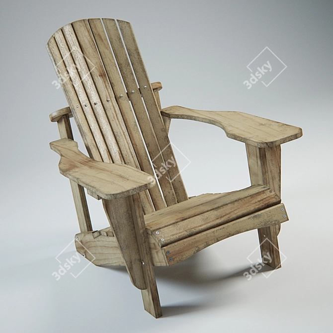 Natural Wood Adirondack Chair 3D model image 1