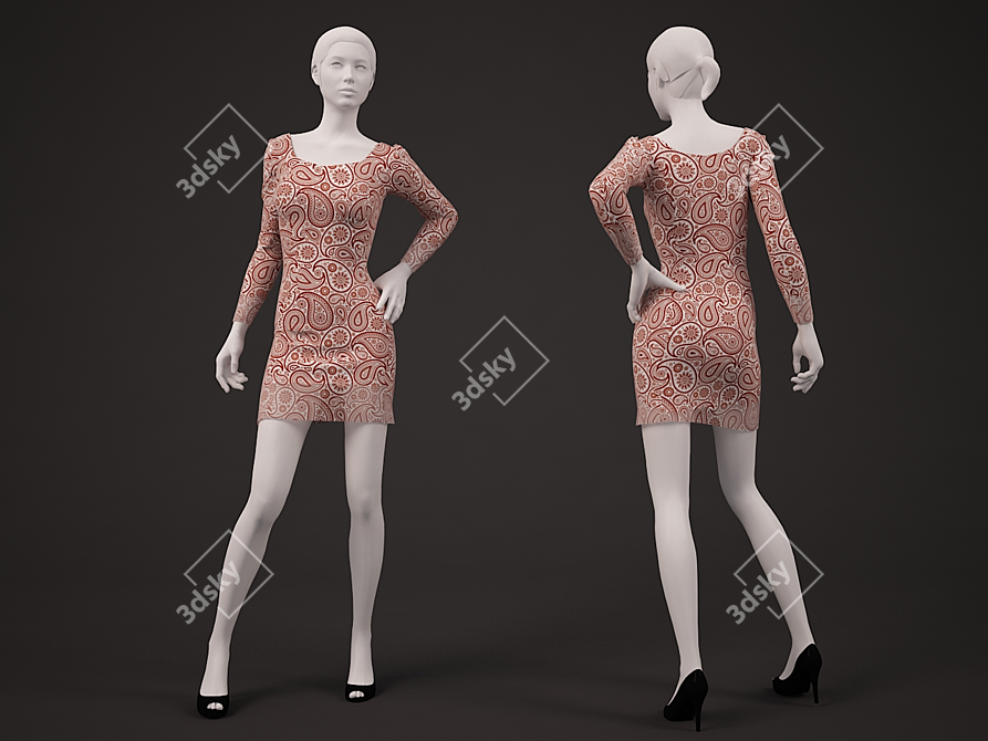 Elegant Office Dress 3D model image 1